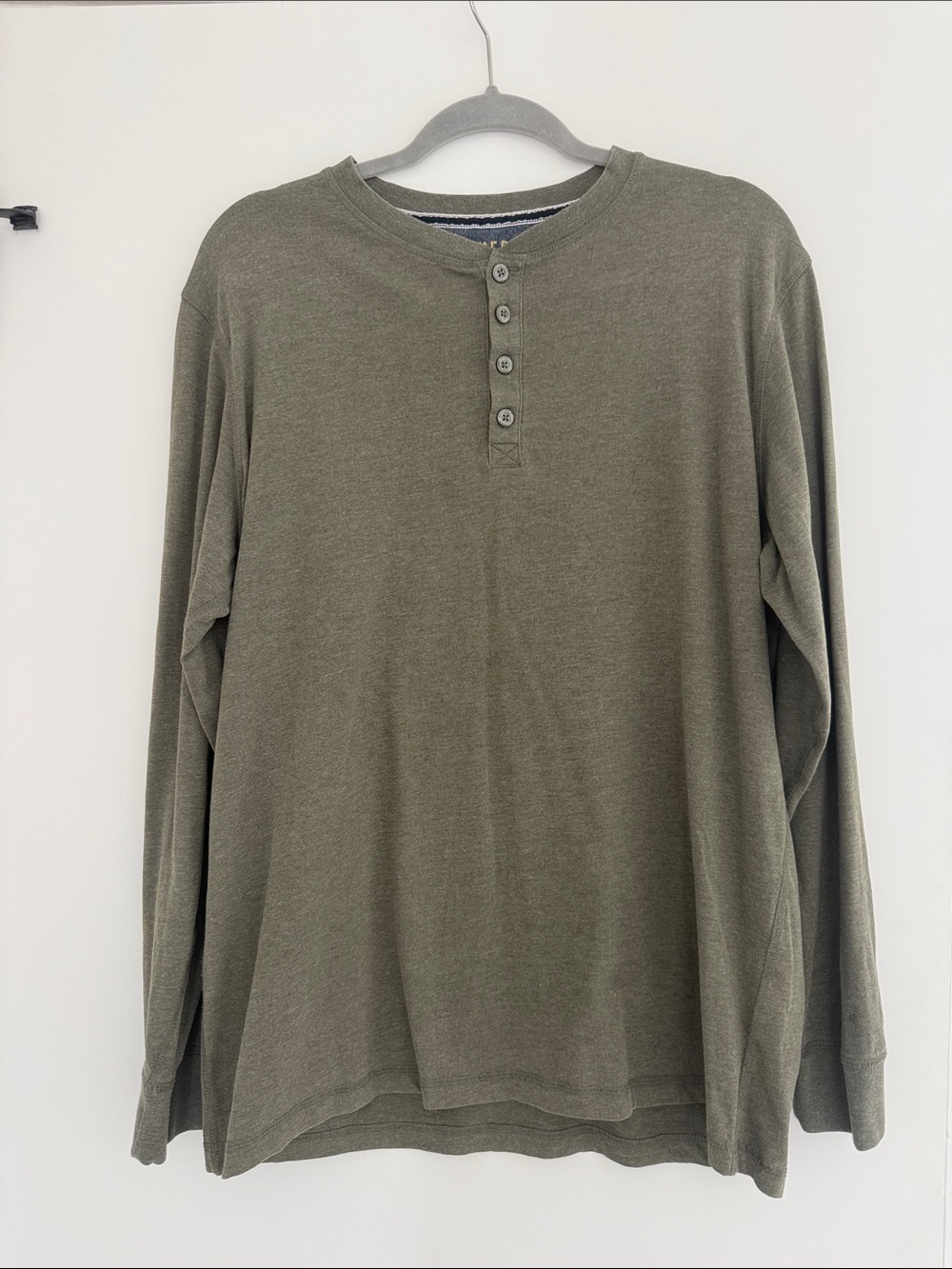 Weatherproof Olive Green Long Sleeve Henley Shirt